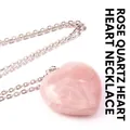 Elegante collana con ciondolo a cuore in quarzo rosa con delicata catena d'argento - Quarzo Rosa con Collana