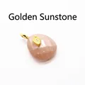 Elegant faceted peach sunstone pendant with a delicate gold-plated evil eye charm detail - Gold Sunstone