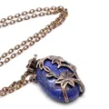 Vintage style lapis lazuli stone pendant necklace with copper floral wrap detail - Lapis Lazuli with Necklace