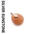 Small silver faceted teardrop sunstone crystal pendant for women - Silver Sunstone