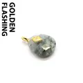 Elegant Amazonite crystal pendant with 24K gold plated evil eye charm for women - Gold Labradorite