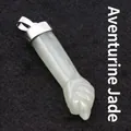 Handgesneden Aventurijn jade vuist hanger met zilveren borgtocht - Aventurijn jade