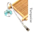 Vintage silver Tree of Life bookmark with turquoise stone beads charm - Turquoise