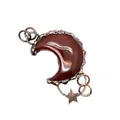 Collar con colgante de luna de ágata roja vintage con estrella de bronce y círculos - Ágata roja