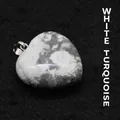 Ciondolo a forma di cuore in howlite bianca con venature marmoree naturali e gancio - Howlite