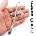 Silver Tree of Life metal bookmark with clear quartz crystal pendant for stationery - White Crystal