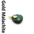 Elegant small gold-plated evil eye pendant with green malachite stone for women - Gold Malachite