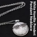 White turquoise stone pendant necklace featuring black rhinestone sunglasses charm decoration - With Necklace / Howlite