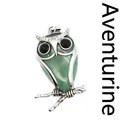 Colgante de búho de jade aventurina verde con detalles de rama plateada - Aventurina verde