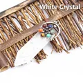 Healing 7 Chakra sword-shaped pendant necklace made of natural clear quartz crystal - White Crystal