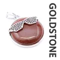 Unique red goldstone pendant necklace featuring crystal encrusted sunglasses design - Gold Sandstone