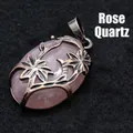 Vintage rose quartz pendant necklace with an antique copper floral vine design overlay - Pendant Only / Rose Quartz
