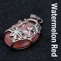 Retro medieval style oval pendant in watermelon red with floral metal wrap design - Pendant Only / Watermelon red