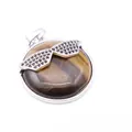 Tiger eye stone pendant featuring a stylish sunglasses design with black accents - Tiger's Eye