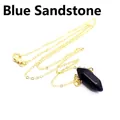 Hexagonal blue sandstone crystal pendant necklace with 24K gold plated fine chain - Gold Chain / Blue Sandstone