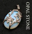 Vintage medieval style oval opal pendant with antique bronze floral leaf overlay detail. - Pendant Only / Opal