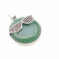 Creative sunglasses decoration green aventurine stone round pendant necklace charm - Aventurine Jade