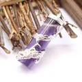 Elegant purple amethyst hexagonal column pendant with silver dragon wrap design - Dragon Style / Amethyst