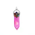 Colgante de espada de ágata a rayas rosas hexagonales con siete gemas de chakra - Ágata Rosa
