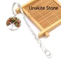 Lesezeichen Lebensbaum im Vintage-Stil mit Unakit-Steinperlen in Silber-Finish - Unakit
