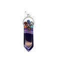 Colgante espada ágata violeta 7 chakras con detalles florales tono plateado. - Ágata Púrpura