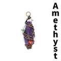 Vintage wire-wrapped faceted amethyst pendant with colorful stone accents - Faceted Hexagonal Prism Pendant / Amethyst