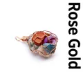 Rose gold wire cage pendant filled with colorful mixed natural tumbled crystals - Rose Gold
