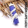 Ethnic style dragon lapis lazuli cylinder pendant with silver metallic wrap - Dragon Style / Lapis Lazuli