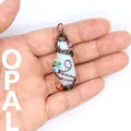 Unique vintage handmade wire wrapped opal pendant featuring vibrant natural accent stones - Faceted Hexagonal Prism Pendant / Opal
