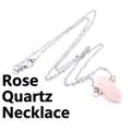 Natuurlijke zeshoekige roze kristallen punt hanger ketting met zilveren ketting - Zilveren Ketting / Rozenkwarts