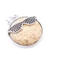 Unique round picture jasper pendant featuring a stylish black crystal sunglasses accent. - Jasper