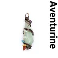 Handmade wire-wrapped green aventurine crystal pendant with small chakra stone accents - Faceted Hexagonal Prism Pendant / Aventurine Jade