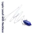 Lapis lazuli zeshoekige prisma kristallen hanger ketting met een fijne zilveren ketting - Zilveren Ketting / Lapis lazuli