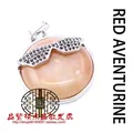 Creative red aventurine circular pendant featuring a crystal studded sunglasses design - Red Aventurine