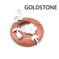 Elegant gold sand stone donut pendant necklace with white shell flower and silver leaf - Pendant Only (Without Chain) / Gold Sandstone
