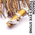 Vintage ethnic style dragon-wrapped tiger eye stone pillar pendant necklace accessory - Dragon Style / Tiger's Eye