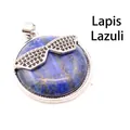 Unique Lapis Lazuli round pendant with black-stoned sunglasses design decoration - Pendant Only / Lapis Lazuli