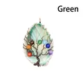 Handgemaakte levensboom hanger van groene agaat schijf met kleurrijke kralen eraan - Brons / Groen