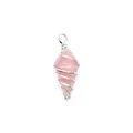 Rose quartz hexagonal cone pendant featuring an elegant silver wire wrapping design - Rose Quartz