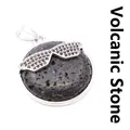 Lava stone pendant necklace featuring a cool black rhinestone sunglasses design - Pendant Only / Lava Stone