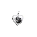 Colgante en forma de corazón con una piedra de obsidiana nevada en marco plateado - Obsidiana copo de nieve