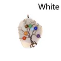 Handgemaakte witte agaat schijf hanger met chakra draad gewikkelde levensboom design - Brons / Wit