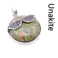 Creative Unakite stone pendant with black micro-pave sunglasses motif for necklaces - Pendant Only / Unakite