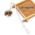 Vintage versilbertes Lebensbaum Lesezeichen mit natürlichen Labradorit Edelsteinen - Blitzstein (Labradorit)