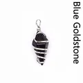 Handcrafted hexagonal blue goldstone cone pendant with silver wire wrapping - Blue Sandstone