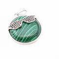 Malachite stone pendant with black rhinestone sunglasses design for fashion necklace - Pendant Only / Malachite