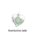 Exquis pendentif en forme de cœur avec une pierre d'aventurine verte et cadre argent - Jade aventurine