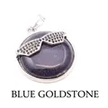 Blue sandstone pendant with silver-tone sunglasses charm and black crystals - Pendant Only / Blue Sandstone