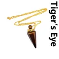 Elegant Tiger's Eye stone perfume bottle pendant necklace with 18k gold plated chain - Tiger's Eye / Gold