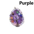 Handgemaakte paarse agaat plak levensboom hanger met 7 chakra kralen voor sieraden - Brons / Paars